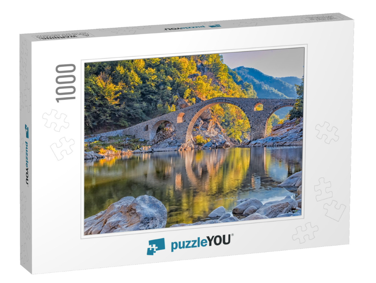 In Autumn Old Stone Bridge Near Ardino, Bulgaria... Jigsaw Puzzle with 1000 pieces