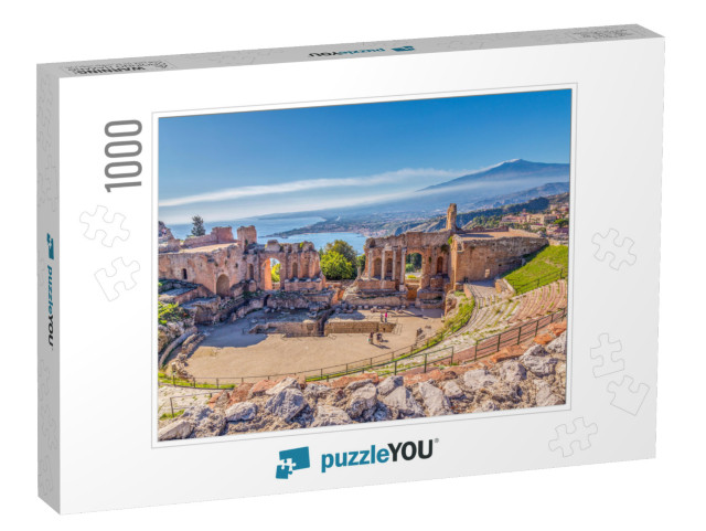 Ruins of the Ancient Greek Theater in Taormina, Sicily wi... Jigsaw Puzzle with 1000 pieces