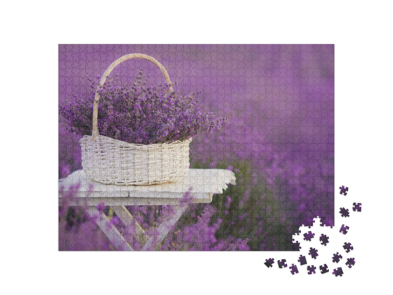 Basket with Lavender in the Field... Jigsaw Puzzle with 1000 pieces