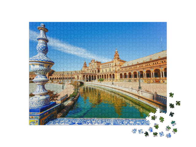 Spanish Square Plaza De Espana in Sevilla, Spain... Jigsaw Puzzle with 1000 pieces