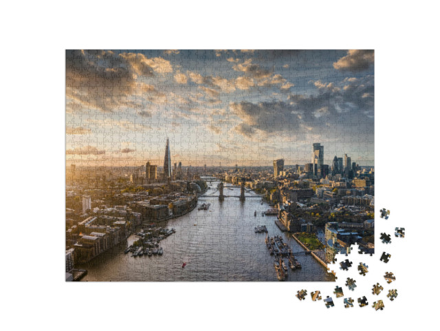 Wide Panoramic View to the Modern Skyline of London, Unit... Jigsaw Puzzle with 1000 pieces