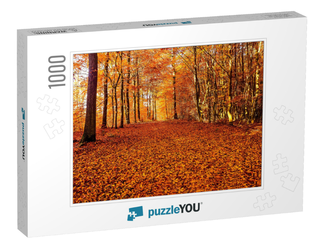 Autumn Forest Road Leaves Fall in Ground Landscape on Aut... Jigsaw Puzzle with 1000 pieces