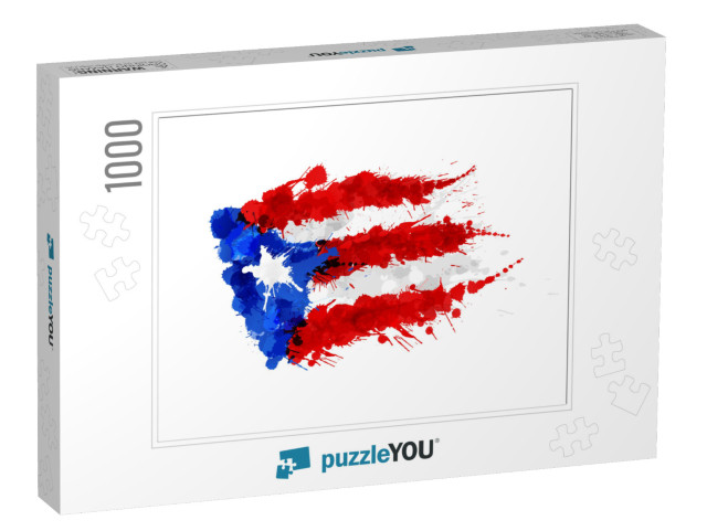 Flag of Puerto Rico Made of Colorful Splashes... Jigsaw Puzzle with 1000 pieces