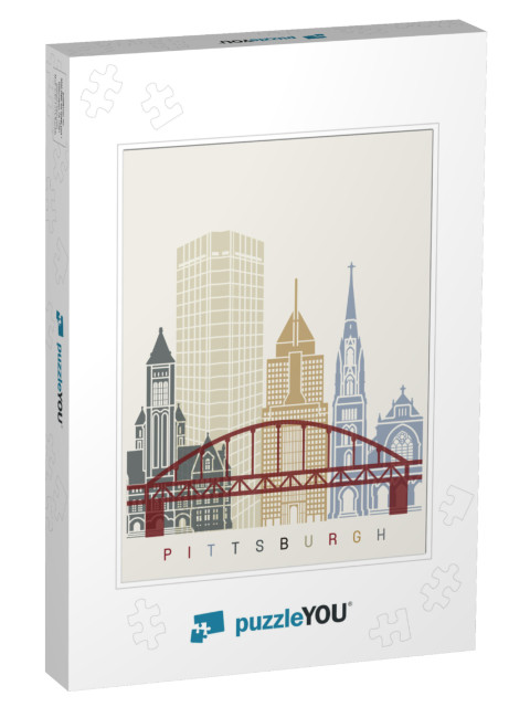 Pittsburgh Skyline Poster in Editable Vector File... Jigsaw Puzzle