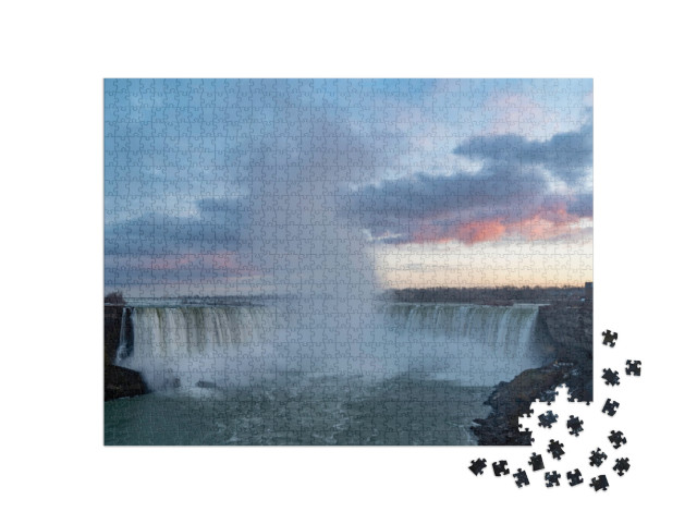 A Long Exposure Photograph of Niagara Falls, Ontario with... Jigsaw Puzzle with 1000 pieces