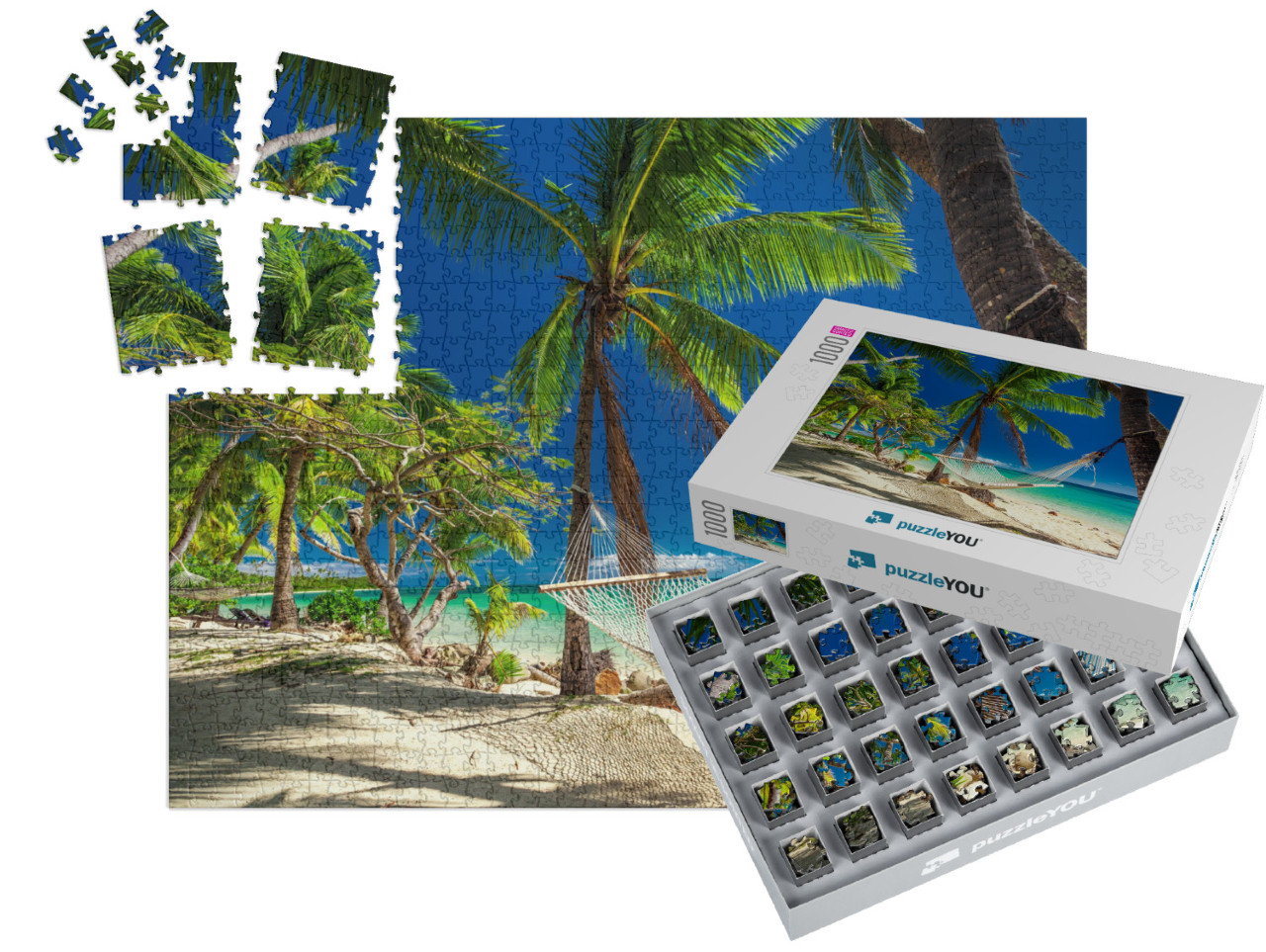 Empty Hammock in the Shade of Palm Trees on Tropical Fiji... | SMART SORTED® | Jigsaw Puzzle with 1000 pieces