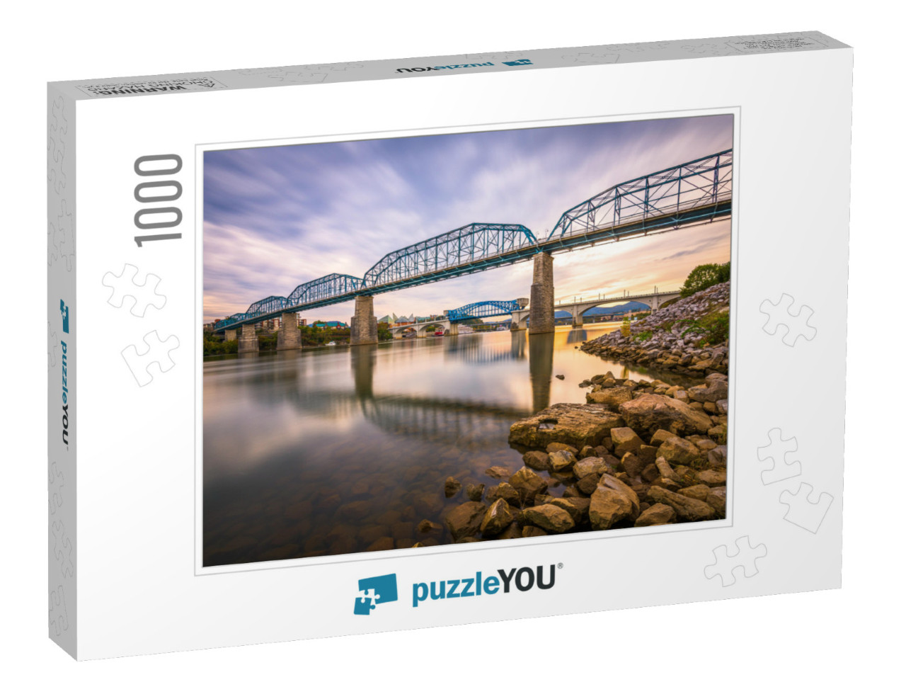 Chattanooga, Tennessee, USA River & Bridge At Dusk... Jigsaw Puzzle with 1000 pieces