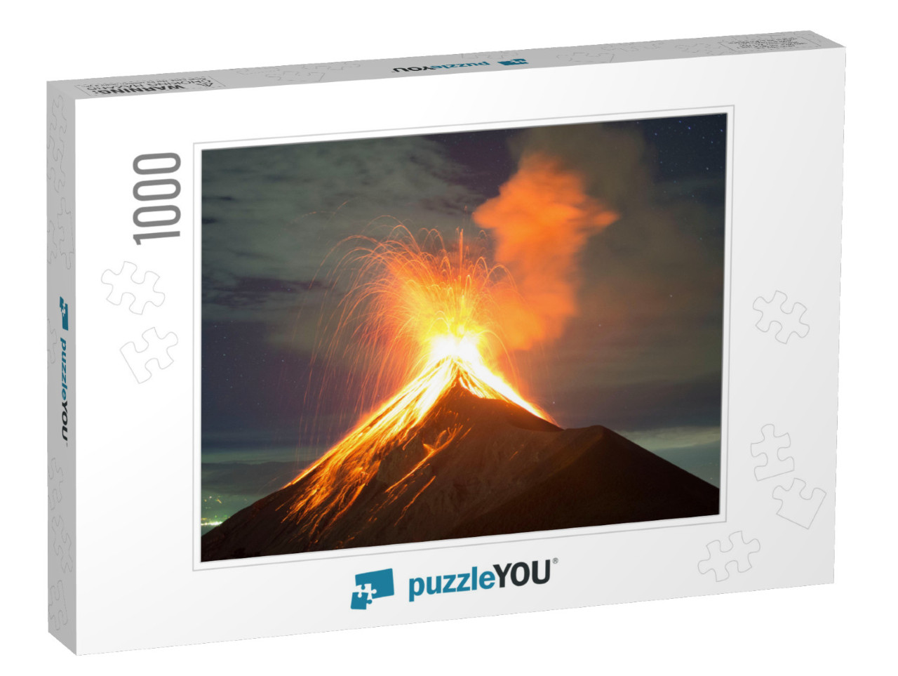 Volcano Eruption At Night - Volcano Fuego in Antigua, Gua... Jigsaw Puzzle with 1000 pieces