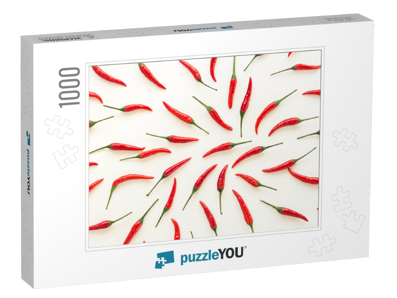 A Lot of Red Hot Chili Peppers on a White Background. a C... Jigsaw Puzzle with 1000 pieces