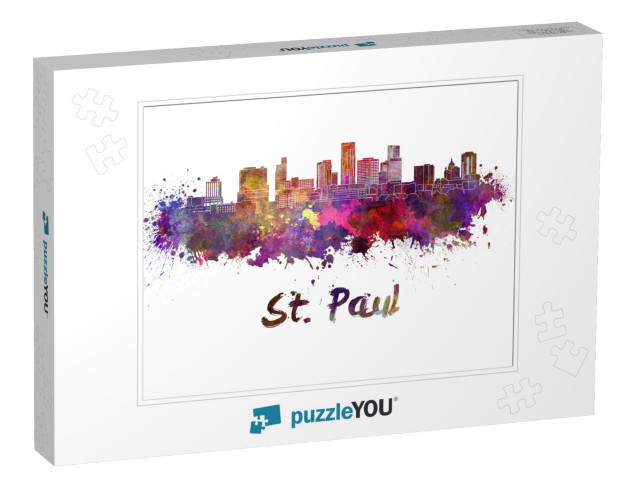 Saint Paul Skyline in Watercolor Splatters with Clipping... Jigsaw Puzzle