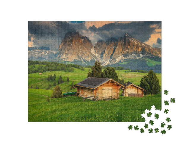 Alpe Di Siusi - Seiser Alm with Sassolungo - Langkofel Mo... Jigsaw Puzzle with 1000 pieces