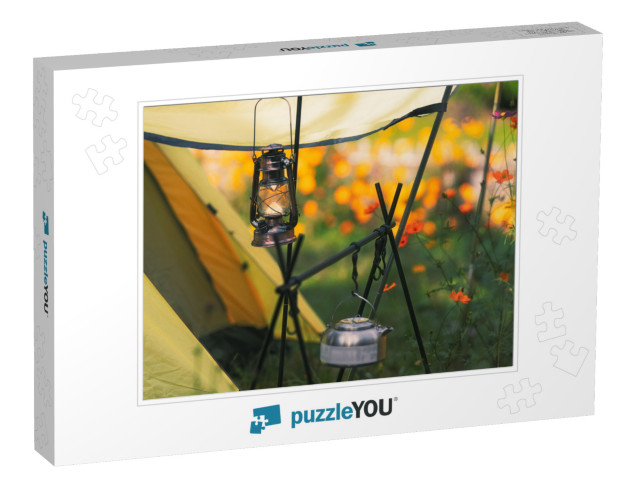 Hurricane Lamp Hang for Lighting to Camping Tent Area in... Jigsaw Puzzle