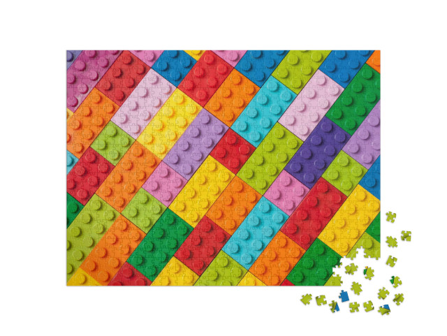 Many Toy Blocks in Different Colors Making Up One Large S... Jigsaw Puzzle with 1000 pieces