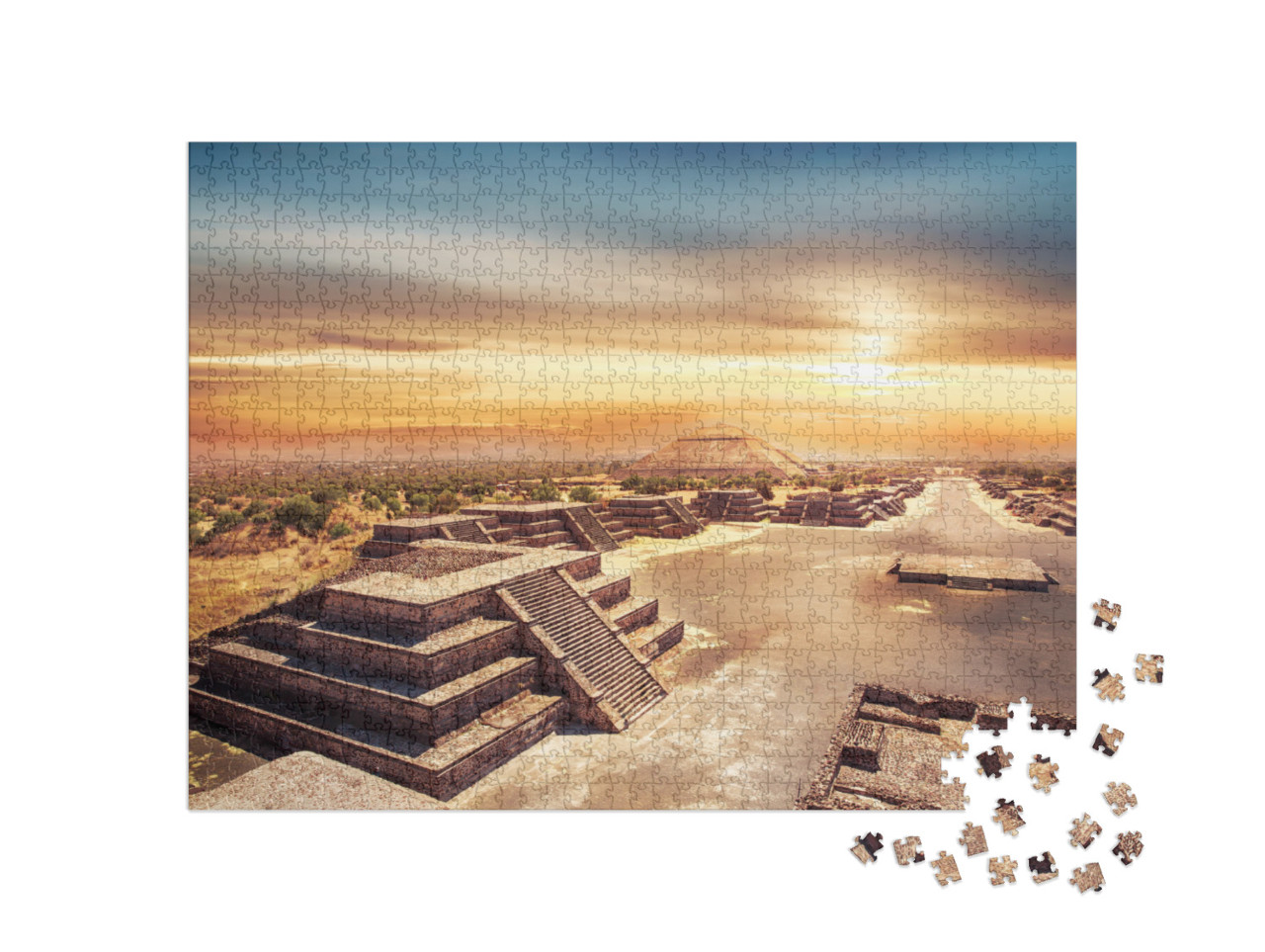 Teotihuacan, Avenue of the Dead & the Pyramid of the Sun... Jigsaw Puzzle with 1000 pieces