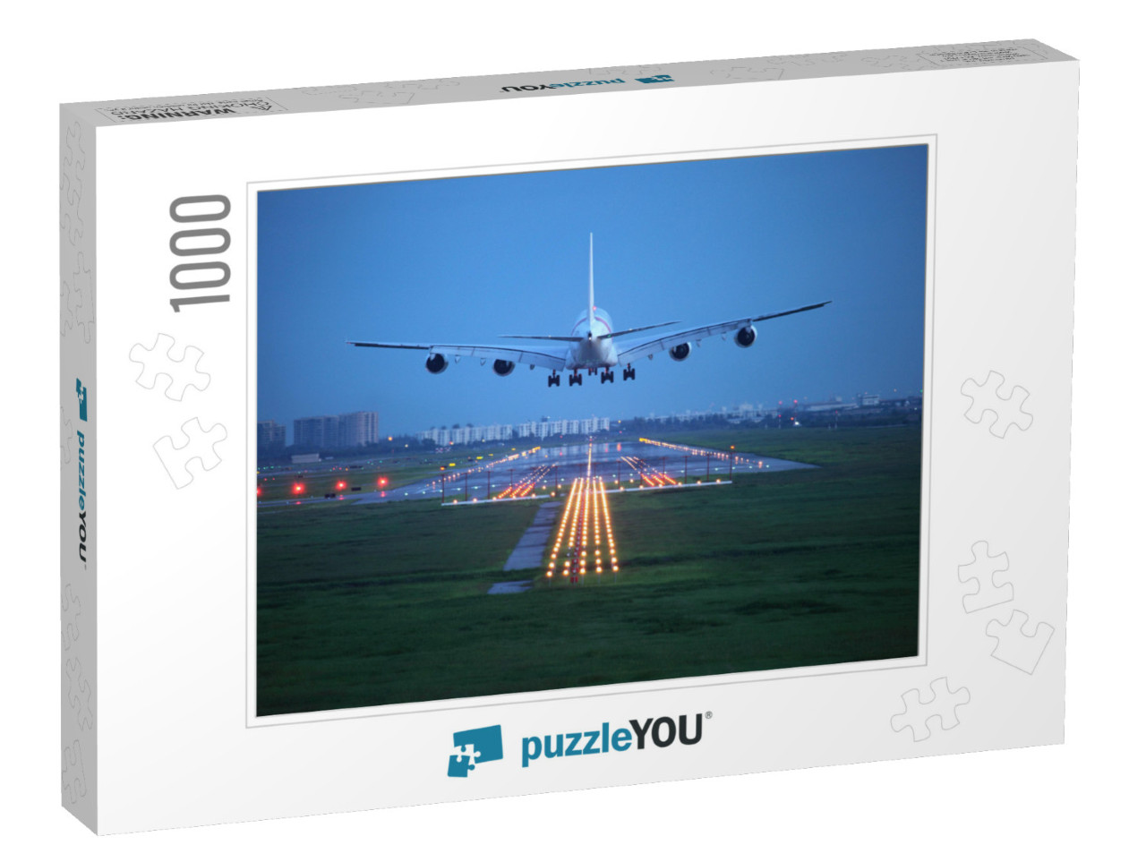 Passenger Plane Fly Up Over Take-Off Runway from Airport... Jigsaw Puzzle with 1000 pieces