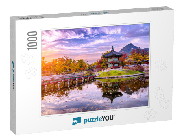 Sunset At the Water Pavilion in the Gyeongbokgung Palace... Jigsaw Puzzle with 1000 pieces