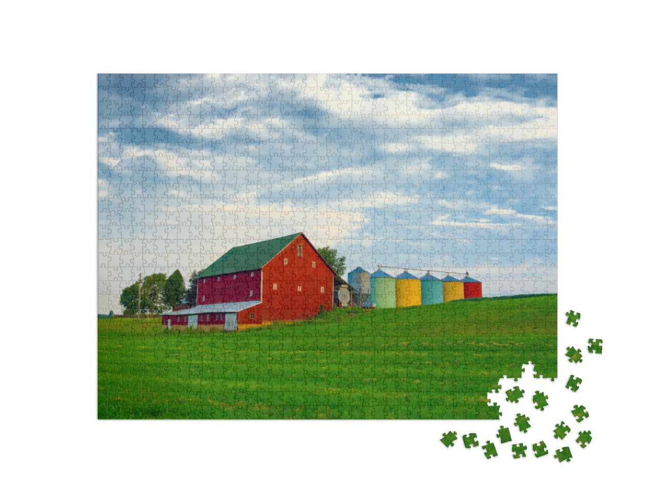 Red Barn on a Family Farm-Miami County Indiana... Jigsaw Puzzle with 1000 pieces