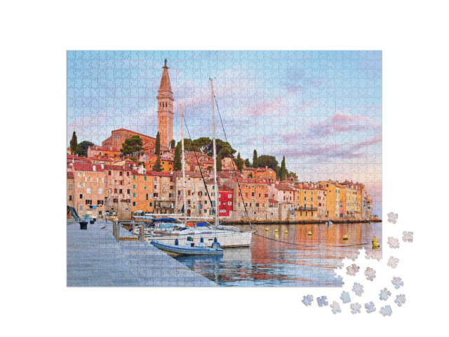 Rovinj, Istria, Croatia. Antique Medieval Houses & Tower... Jigsaw Puzzle with 1000 pieces