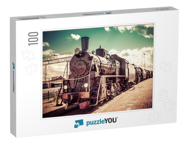 Old Steam Locomotive, Vintage Train... Jigsaw Puzzle with 100 pieces