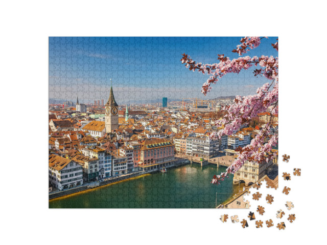 Downtown of Zurich At Spring Sunny Day... Jigsaw Puzzle with 1000 pieces