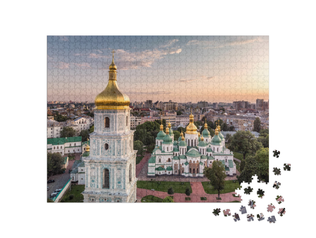 Bell Tower & Saint Sophias Cathedral Shot At Dusk Kiev, U... Jigsaw Puzzle with 1000 pieces