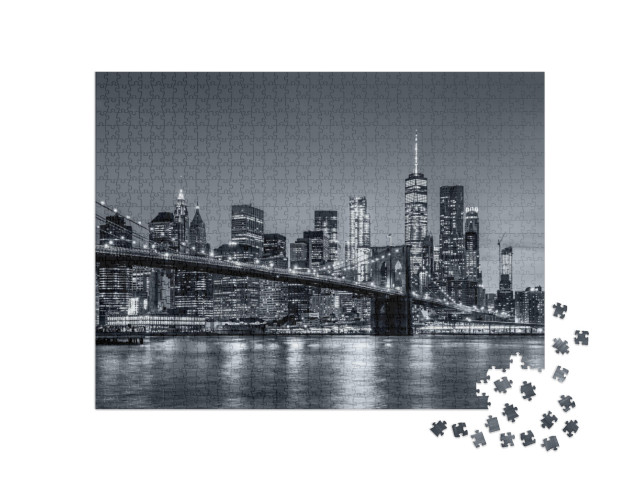 Panoramic View New York City Downtown Manhattan Skyline A... Jigsaw Puzzle with 1000 pieces