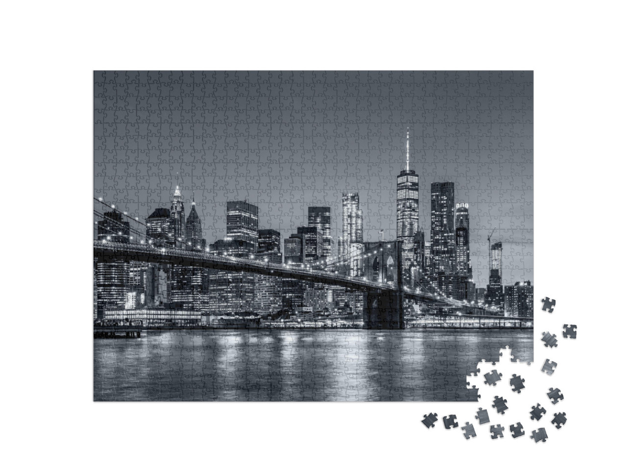 Panoramic View New York City Downtown Manhattan Skyline A... Jigsaw Puzzle with 1000 pieces