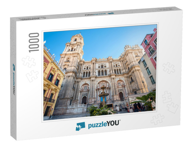 Malaga Cathedral on Plaza Del Obispo. Malaga, Andalusia... Jigsaw Puzzle with 1000 pieces