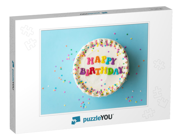 Happy Birthday Cake with Rainbow Lettering... Jigsaw Puzzle