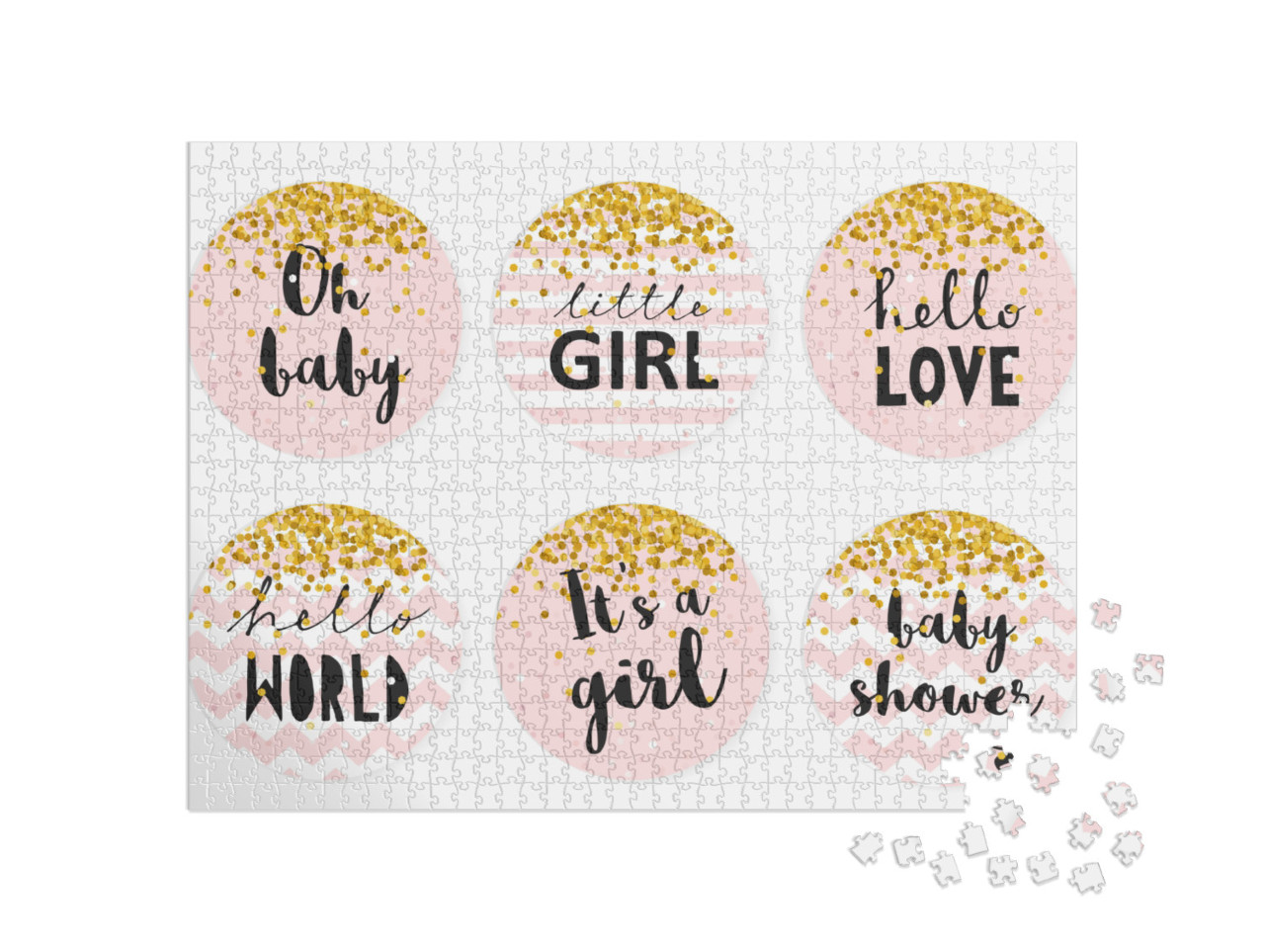 Baby Shower Candy Bar Vector Tags. 6 Cute Circle S... Jigsaw Puzzle with 1000 pieces