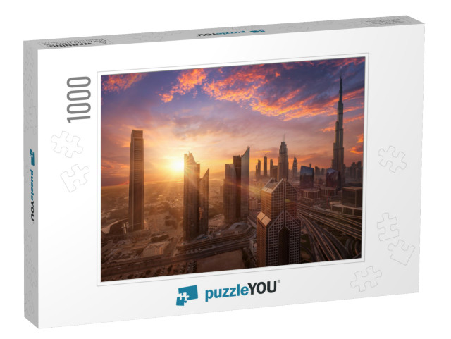 Beautiful Sunset At Dubai Downtown... Jigsaw Puzzle with 1000 pieces