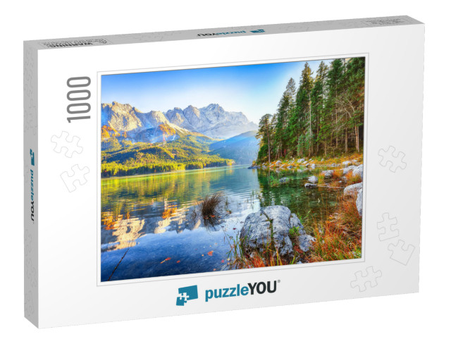 Fabulous Autumn Landscape of Eibsee Lake in Front of Zugs... Jigsaw Puzzle with 1000 pieces