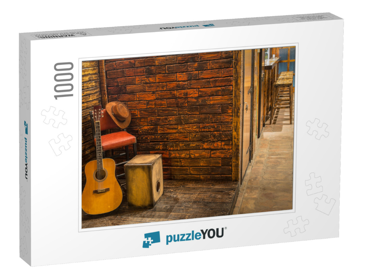 Music Instruments on Wooden Stage in Pub... Jigsaw Puzzle with 1000 pieces