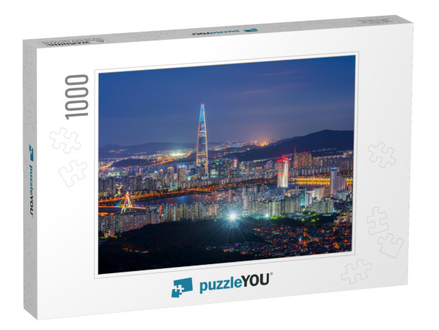 Sunset At Seoul City Skyline, South Korea... Jigsaw Puzzle with 1000 pieces