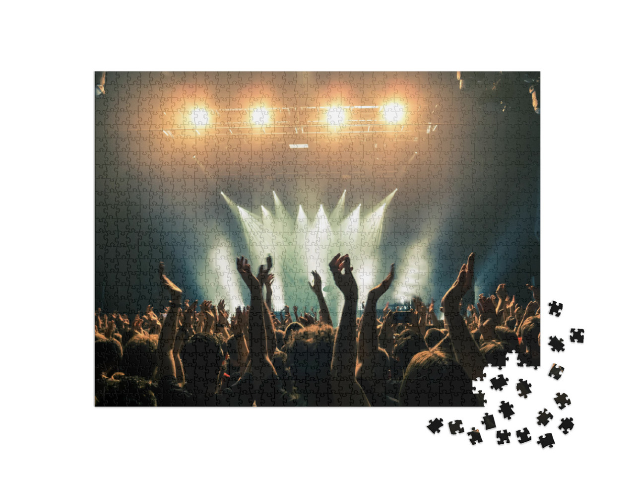 Concert Crowd Attending a Concert, People Silhouettes Are... Jigsaw Puzzle with 1000 pieces