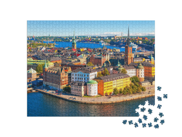 Scenic Summer Aerial Panorama of the Old Town Gamla Stan... Jigsaw Puzzle with 1000 pieces