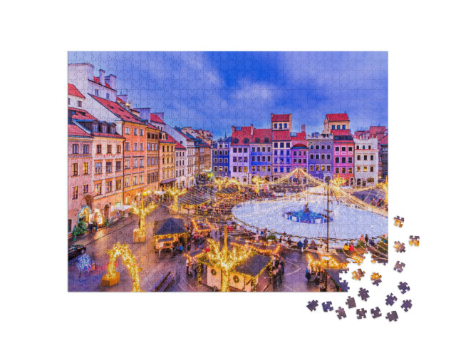 Warsaw, Poland - Skating Rink in the Old Town Square & Ch... Jigsaw Puzzle with 1000 pieces