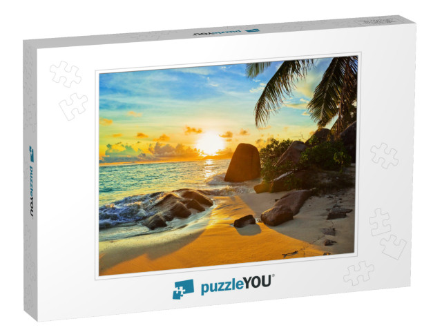 Tropical Beach At Sunset - Nature Background... Jigsaw Puzzle