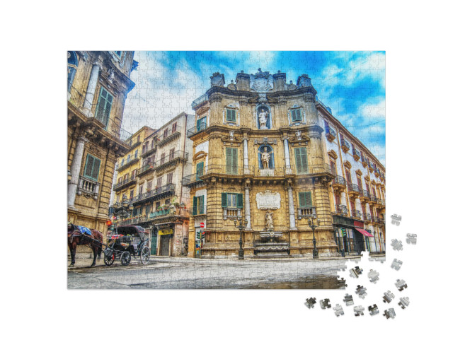 Quattro Canti, Piazza Vigliena, is a Baroque Square in Pa... Jigsaw Puzzle with 1000 pieces