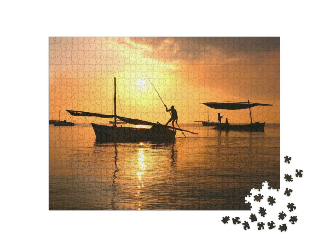 The Fisherman Sailing for Fish in the Middle of the Sea i... Jigsaw Puzzle with 1000 pieces