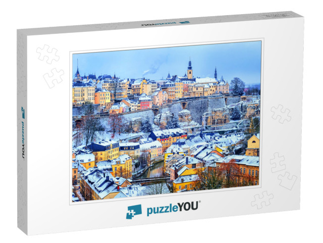 Old Town of Luxembourg City Snow White in Winter, Europe... Jigsaw Puzzle