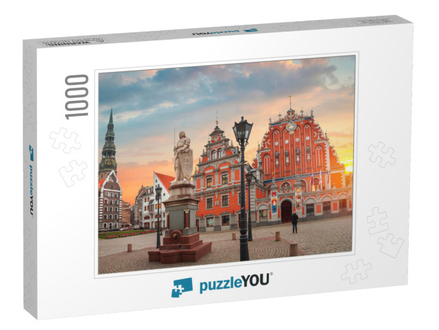 Old Houses on Riga Street. Latvia. Europe... Jigsaw Puzzle with 1000 pieces