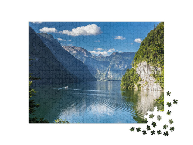 Konigssee Idyllic Alpine Lake in Berchtesgaden, Bavaria... Jigsaw Puzzle with 1000 pieces