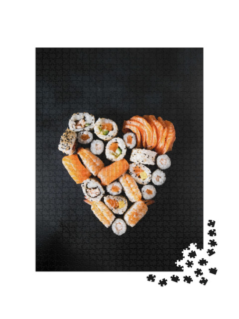 Sushi Rolls Unagi Nigiri Uramaki Serving in the Form of H... Jigsaw Puzzle with 1000 pieces