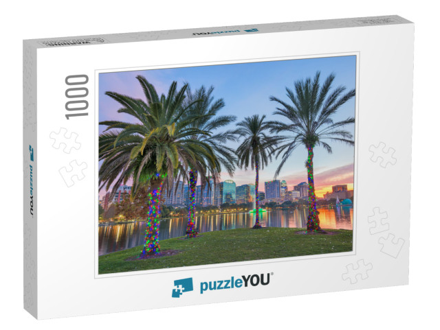 Orlando, Florida, USA Downtown Skyline At Eola Lake At Dus... Jigsaw Puzzle with 1000 pieces