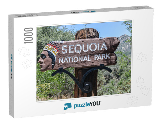 Sign to the Entrance of Sequoia National Park, California... Jigsaw Puzzle with 1000 pieces