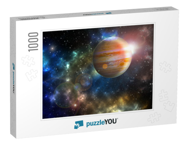 Jupiter Planet in the Colorful Starry Universe Elements o... Jigsaw Puzzle with 1000 pieces