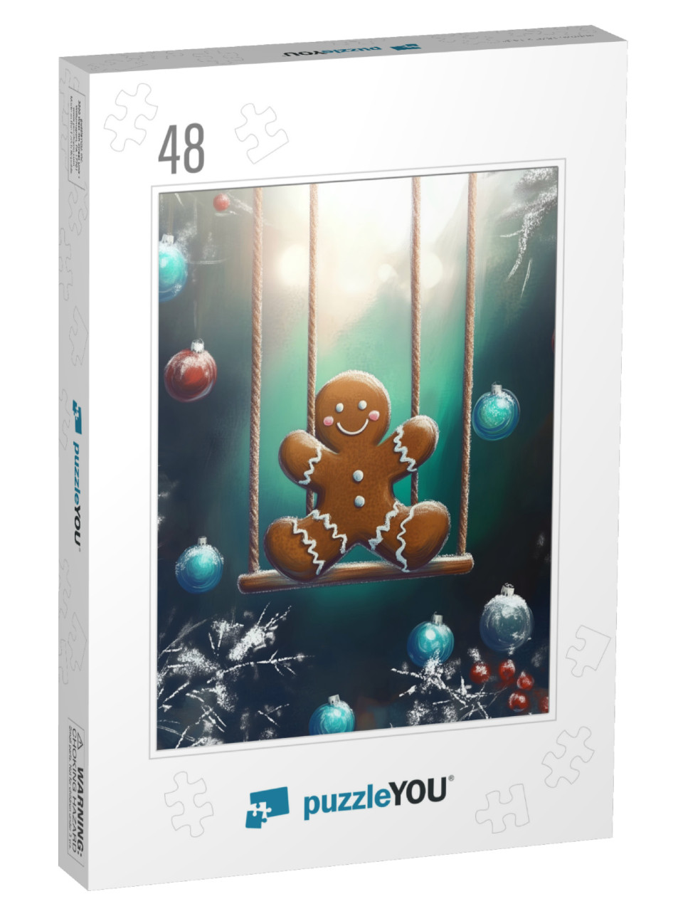 Gingerbread Man Rocks Into the Christmas Season Jigsaw Puzzle with 48 pieces