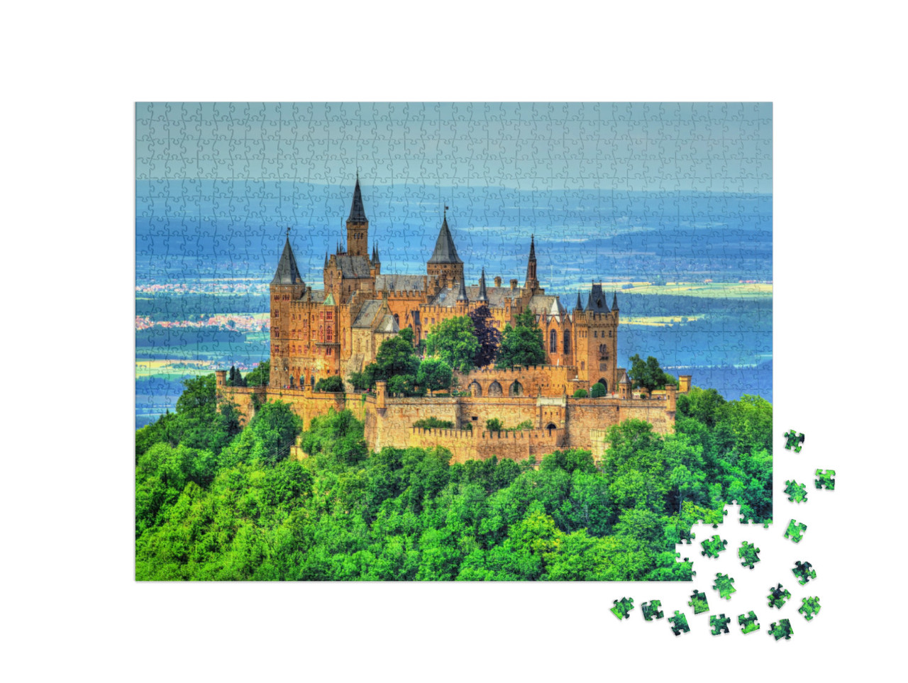 View of Hohenzollern Castle in the Swabian Alps - Baden-W... Jigsaw Puzzle with 1000 pieces