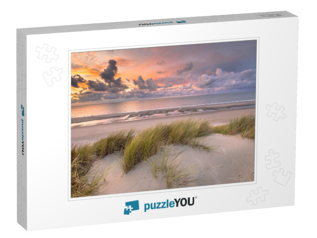 Sunset View from Dune Top Over North Sea & Canal in Zeela... Jigsaw Puzzle